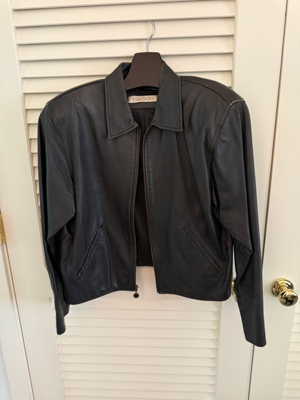 Donna Karan Black Leather Zip-Front Jacket